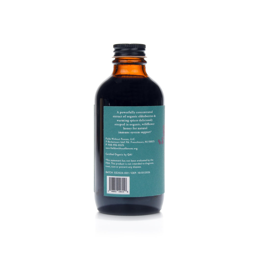 Ingredients: organic elderberry, honey, cinnamon, ginger, clove, lemon juice