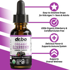 Close-up of elderberry syrup liquid drops being dispensed
