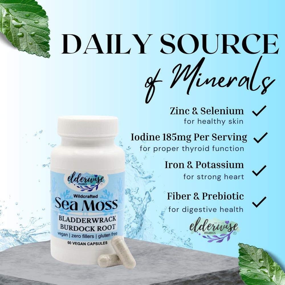 60 vegan capsules per pack for Elderwise Sea Moss Capsules