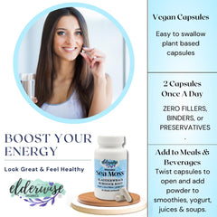 Dosage: two capsules daily for Elderwise Sea Moss Capsules