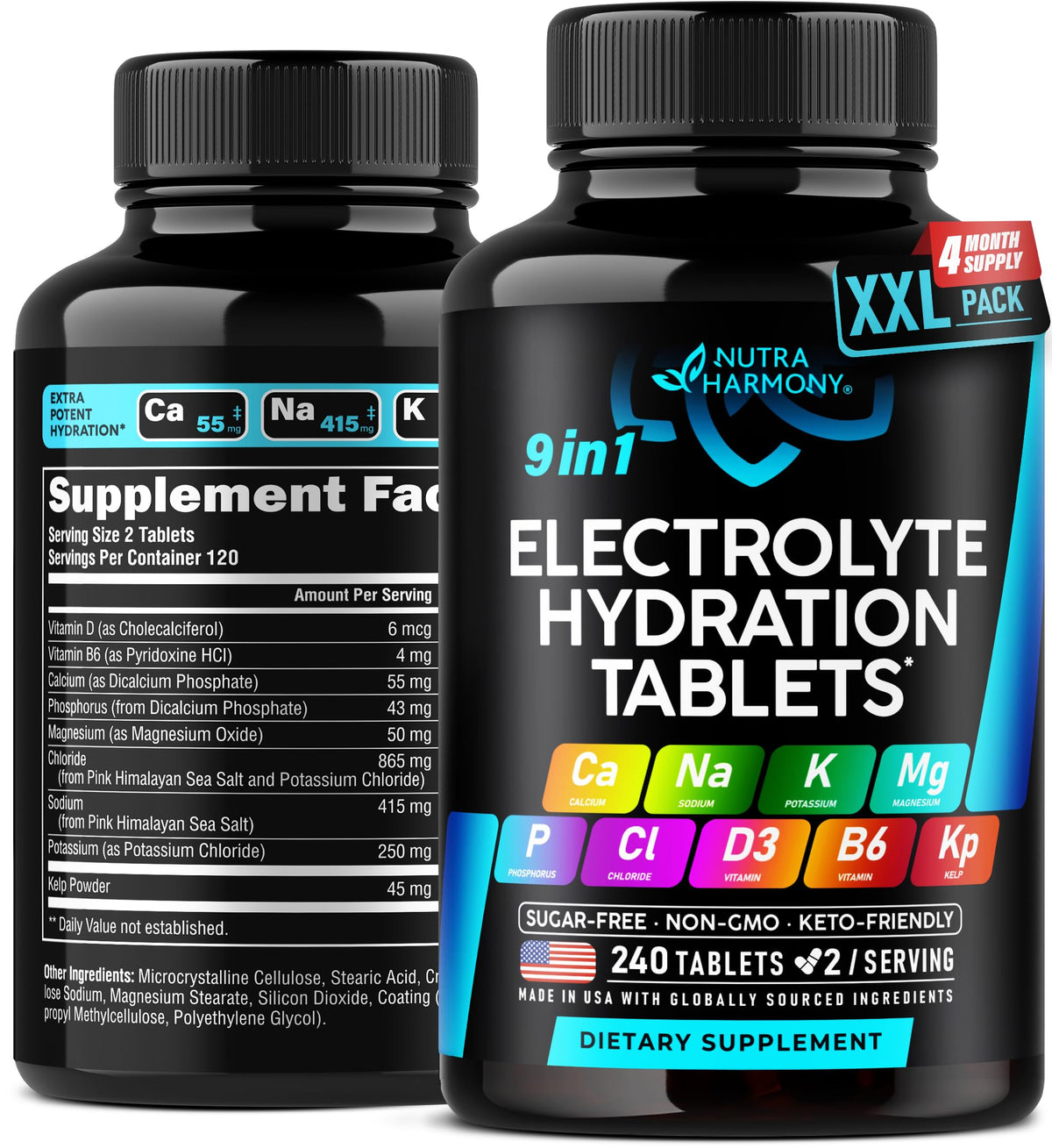 Close-up of 9-in-1 electrolyte tablets with minerals