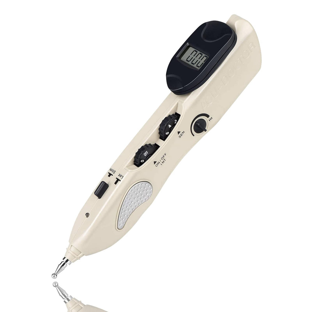 Electronic Acupuncture Pen device with three massage heads attached