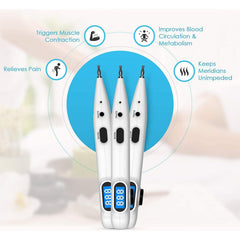 Acupuncture pen applying therapy to the arm