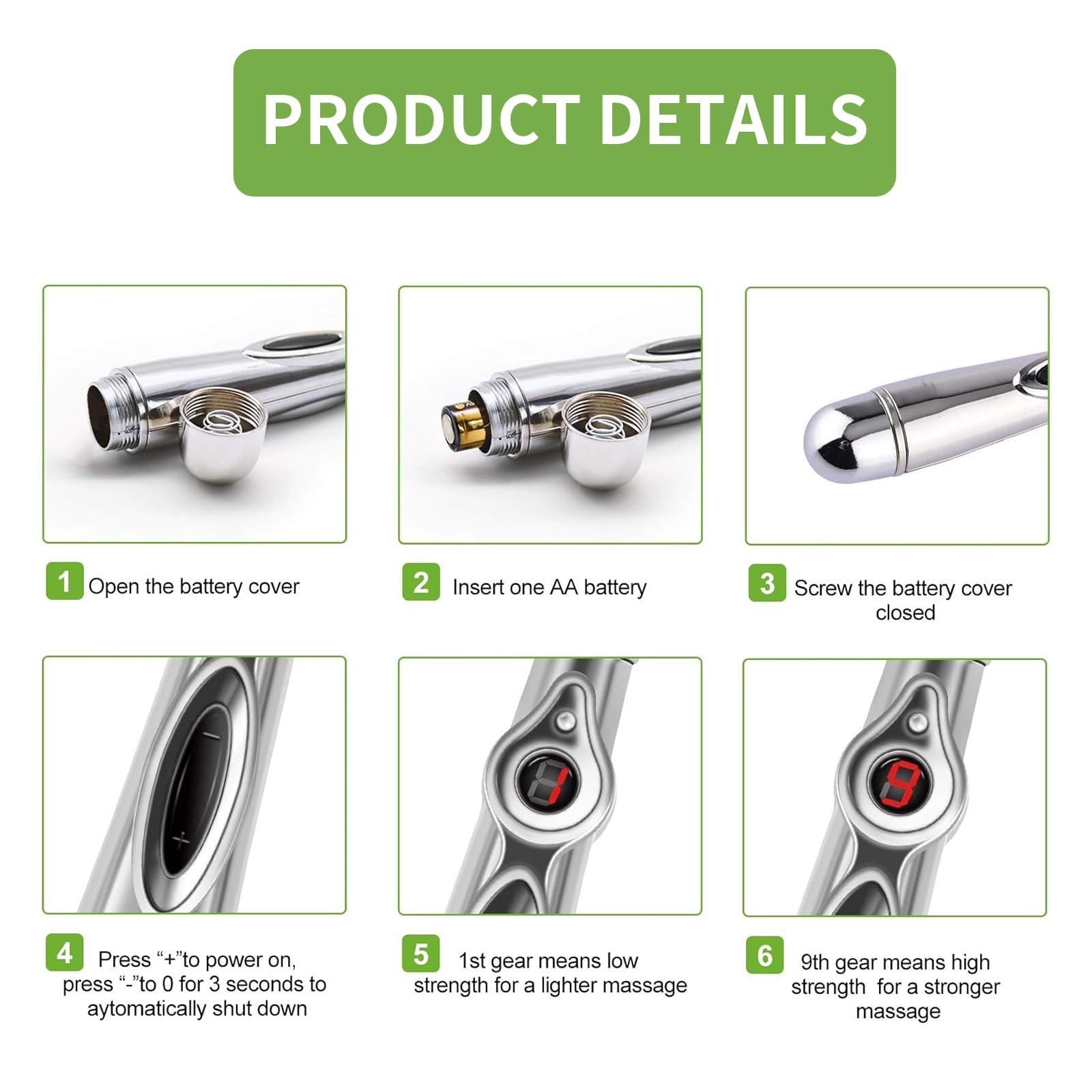 Electronic acupuncture pen with battery