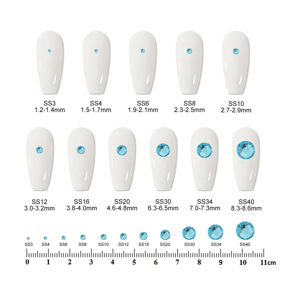 ELEEGEM DIY crystal rhinestones aquamarine for clothing and accessories.