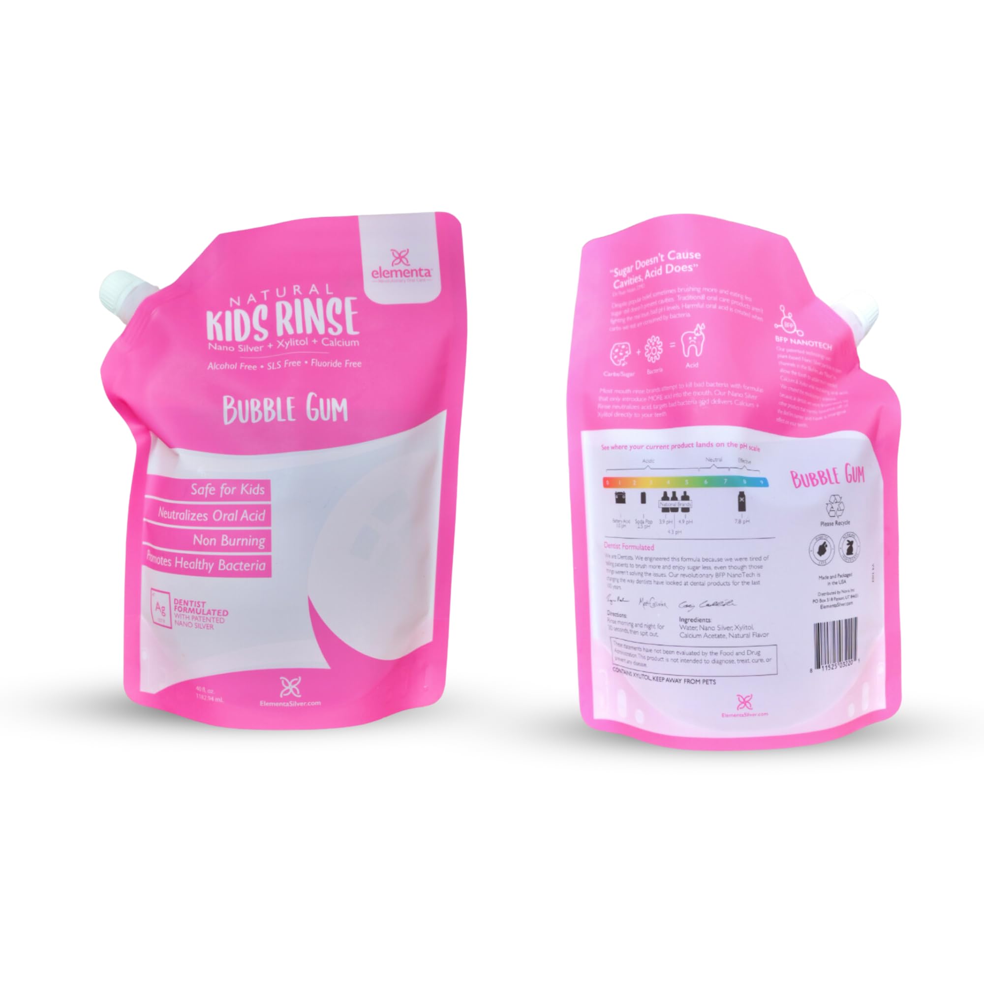 Elementa Silver Nano Xylitol Mouth Wash Refill Pack 40 oz - Bubble Gum