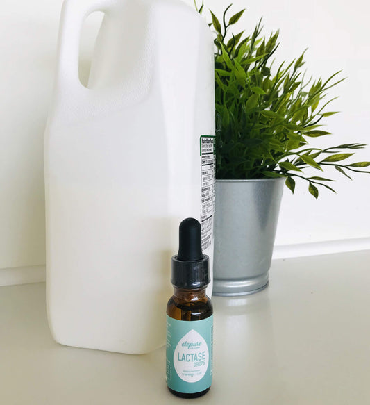 Lactase Drops bottle close-up showing 20 mL