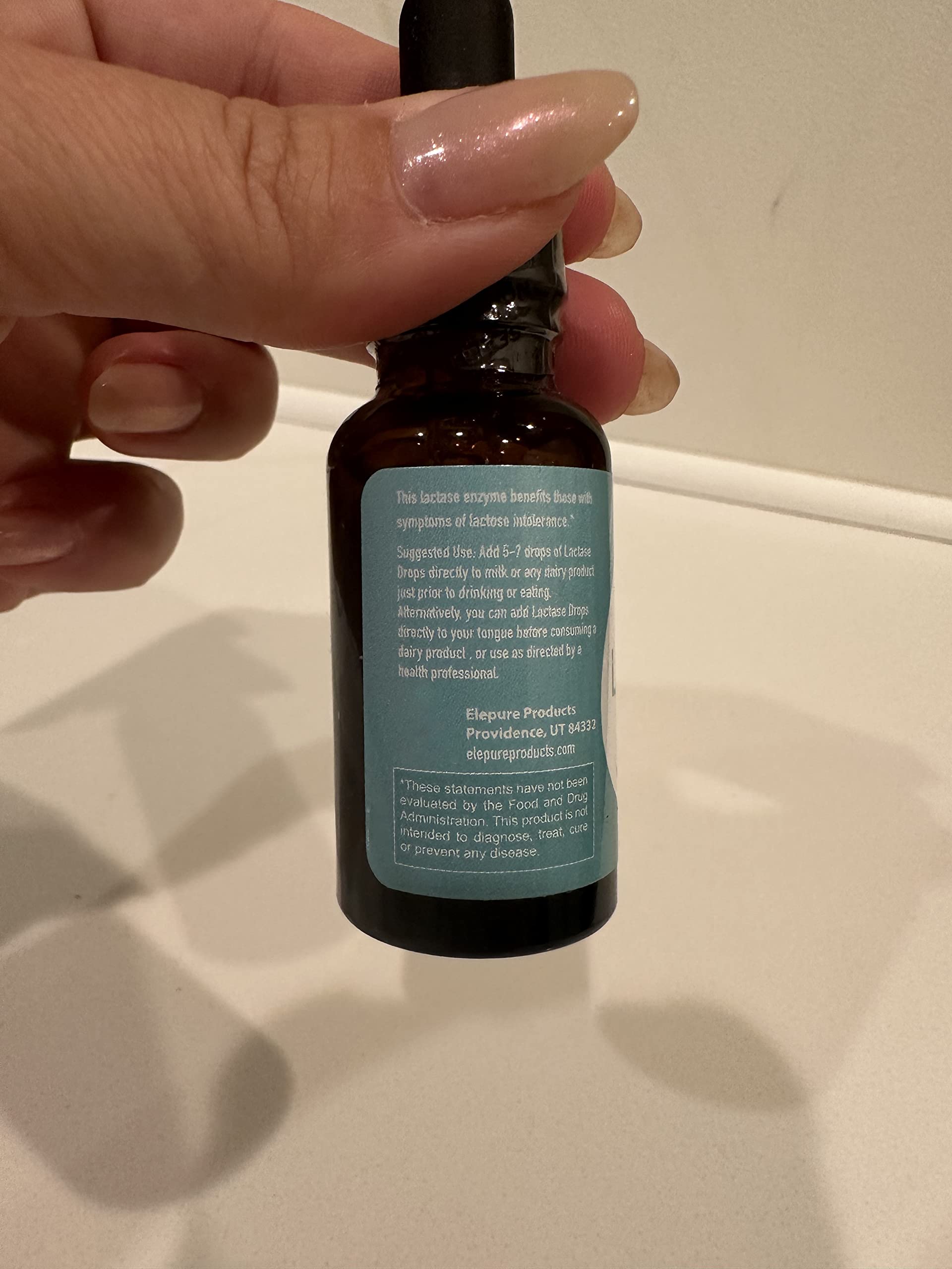 USA-made natural ingredients label on lactase drops