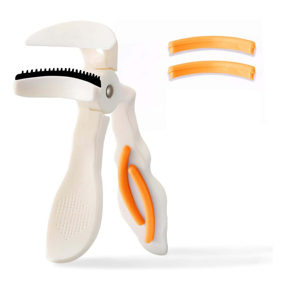 ELESDA eyelash curler orange front view for precise lift without pinching.