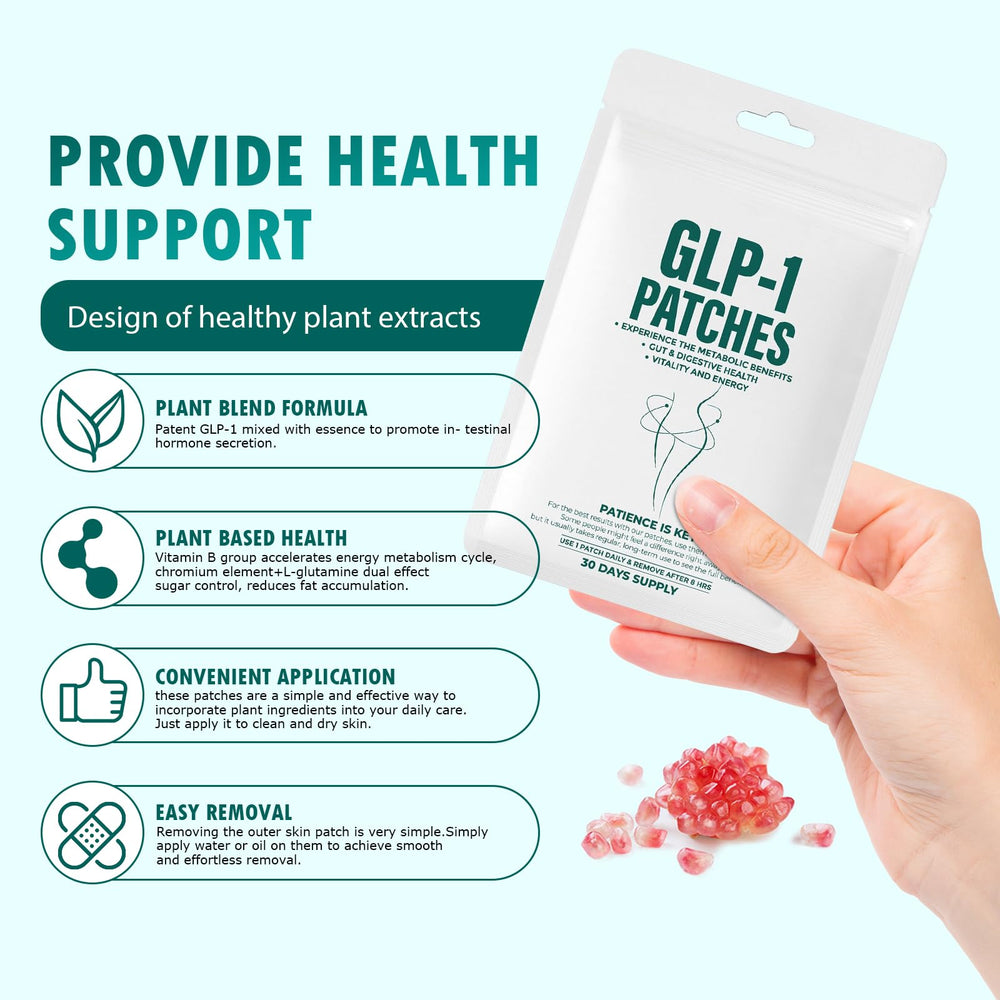 Close-up of GLP-1 patch applied to skin
