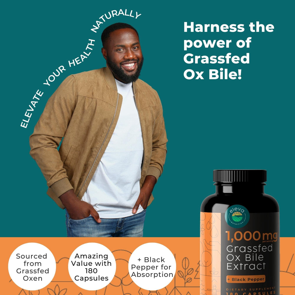 Close-up of Eleva Nutrition ox bile capsule for fat digestion support