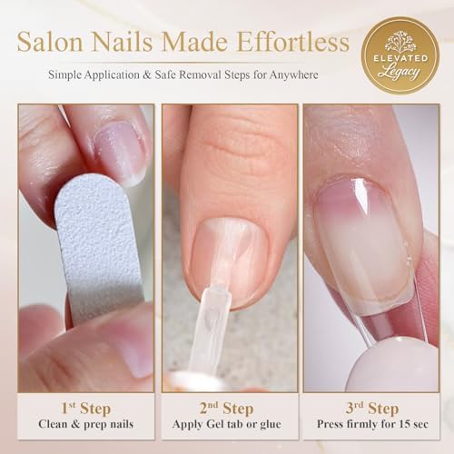 ELEVATED LÉGACY reusable press-on nails stay secure with proper application.