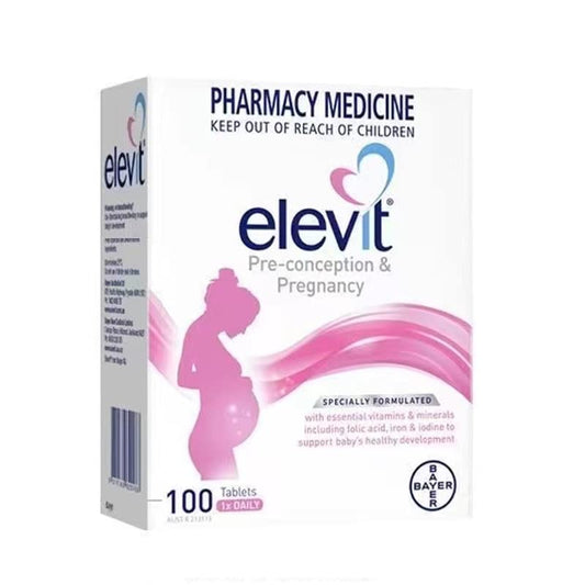 Elevit TAB with Iodine 100s bottle side view with label