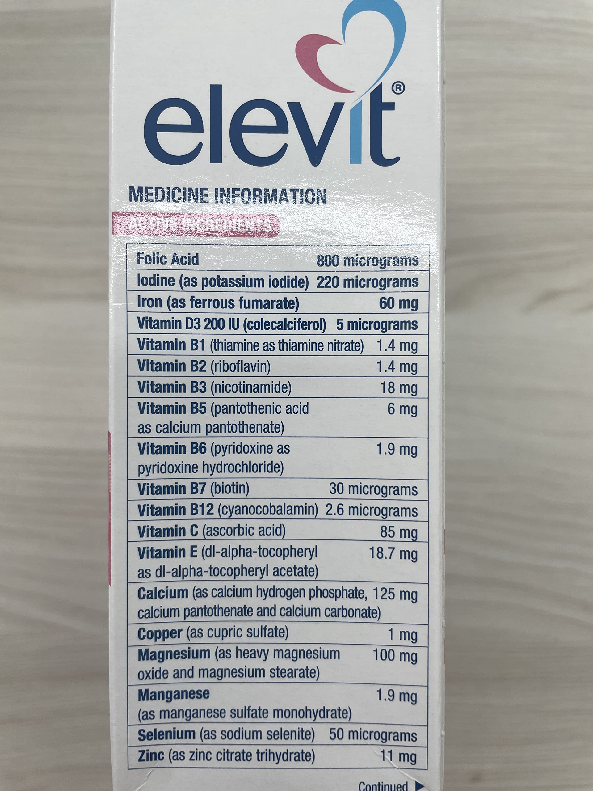Elevit TAB with Iodine 100s packaging display