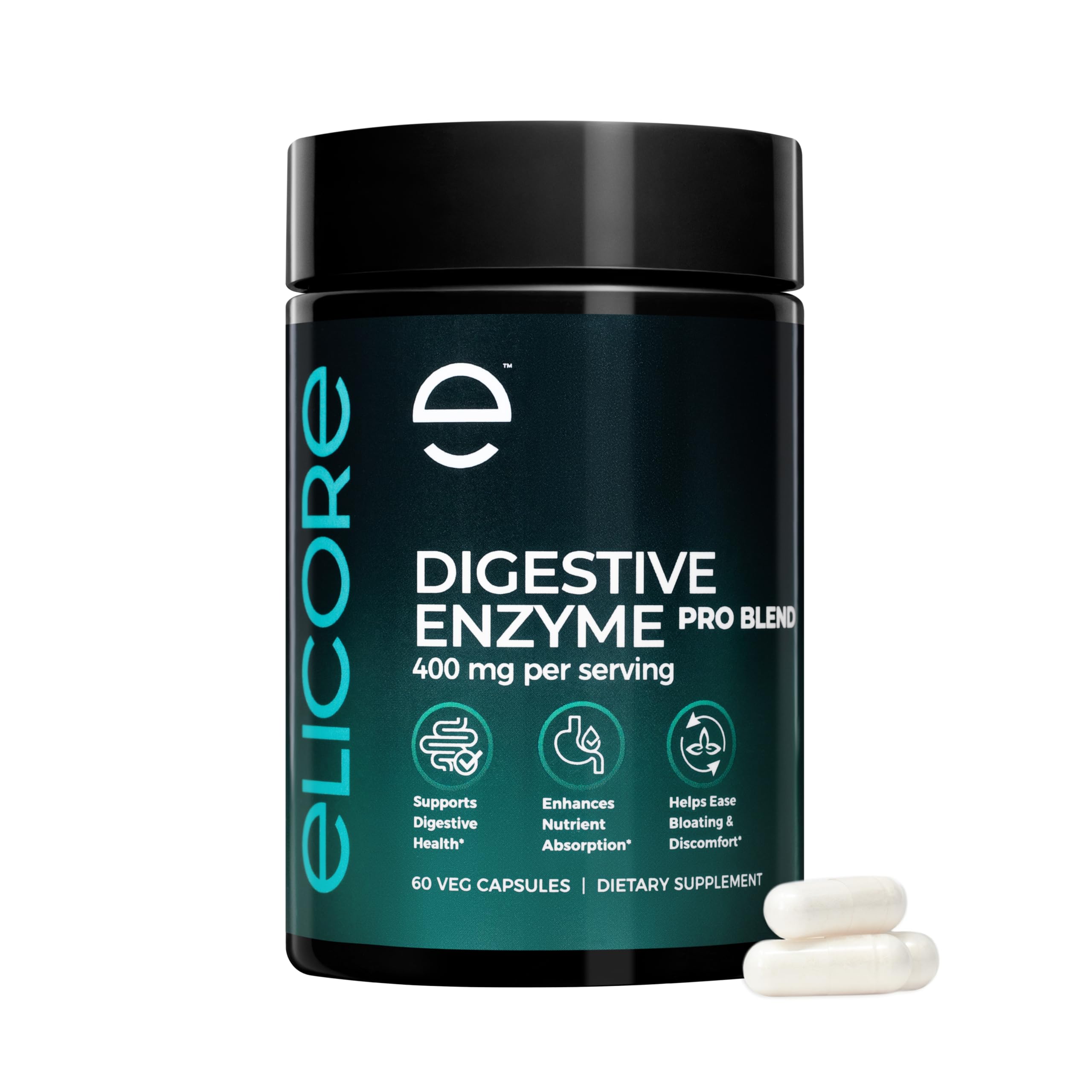 ELICORE Digestive Enzyme Pro Blend bottle close-up
