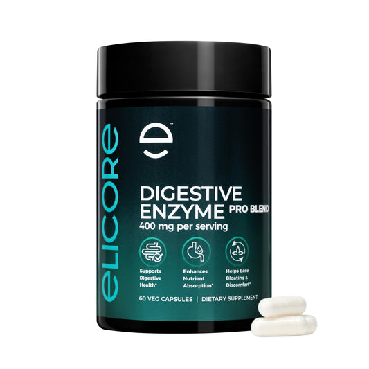 ELICORE Digestive Enzyme Pro Blend bottle close-up