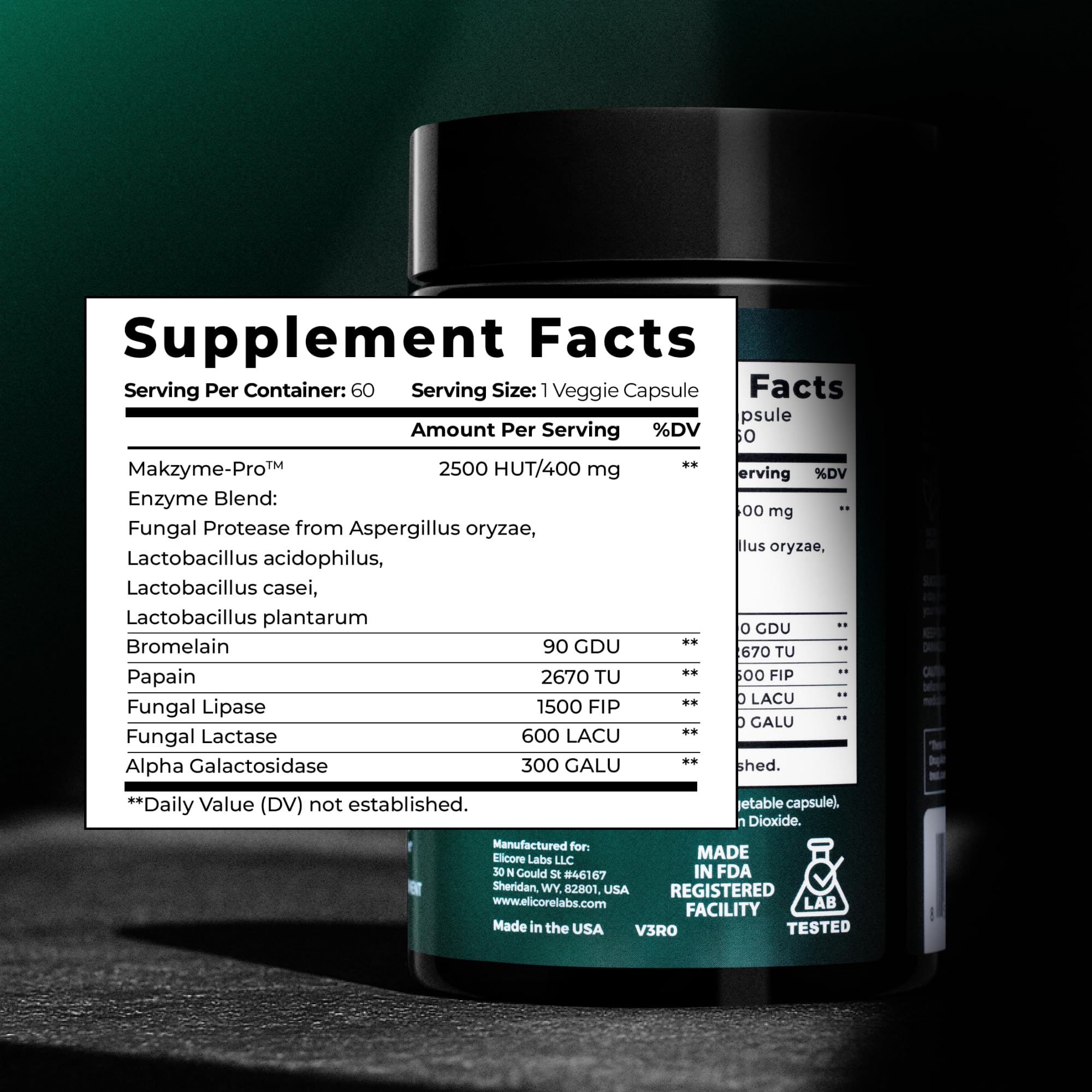ELICORE Digestive Enzyme Pro Blend bottle with label