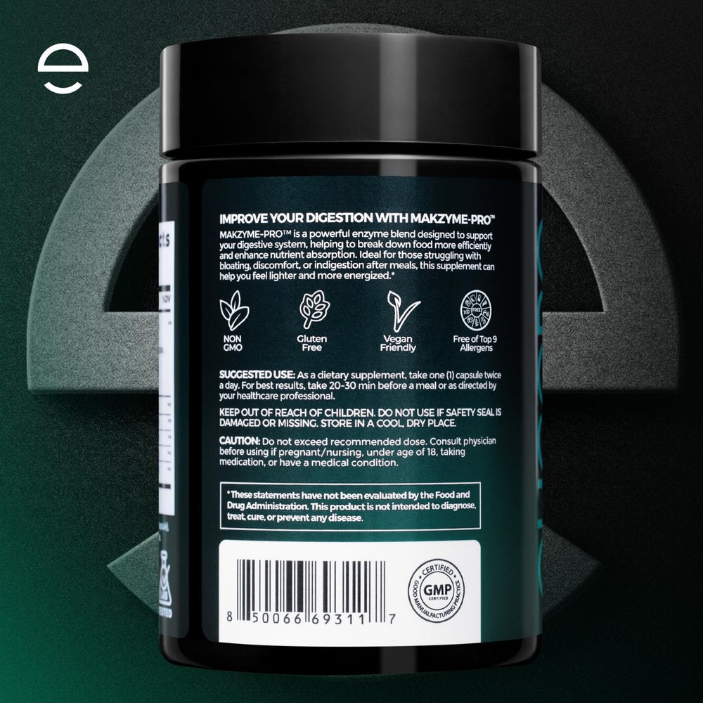 Gluten-free label on ELICORE Digestive Enzyme Pro Blend