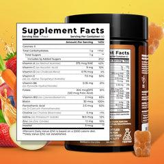Nutrition information close-up for ELICORE Kids Multivitamin Gummies