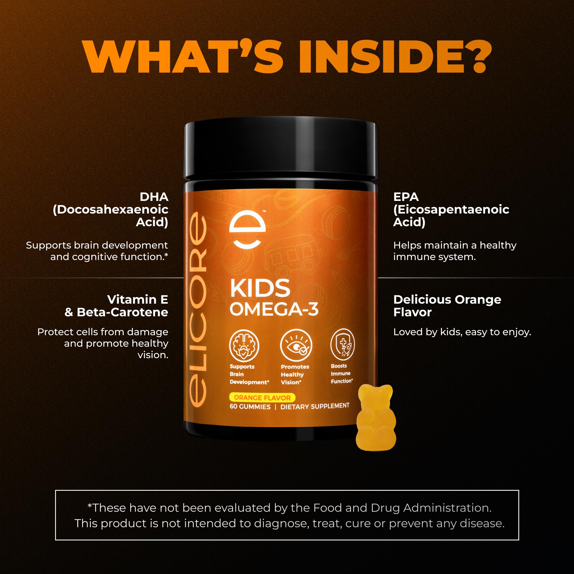 Brain development benefits of ELICORE omega-3 gummies