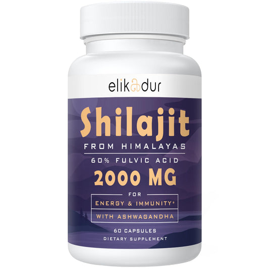 Elikadur 2000mg Shilajit capsules bottle front view