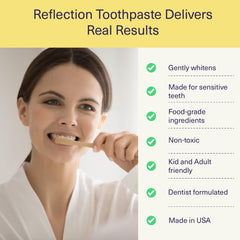 Whitening action graphic for ELIMS toothpaste