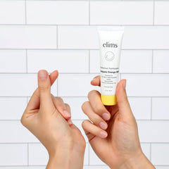 Close-up of ELIMS travel size toothpaste tube
