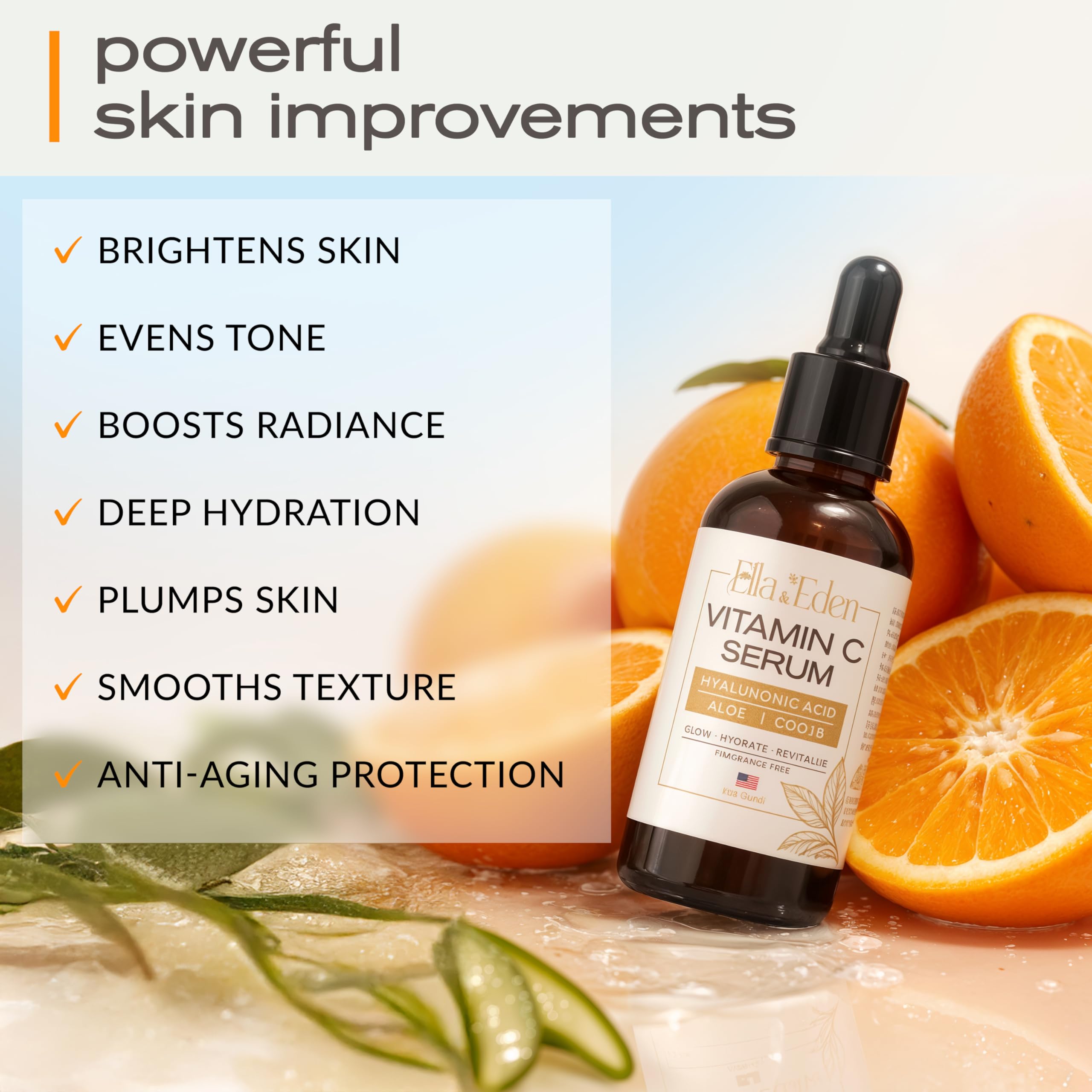Applying Ella & Eden Vitamin C Serum in a morning skincare routine