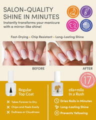 ella+mila fast-dry top coat brush close-up demonstrates smooth application.