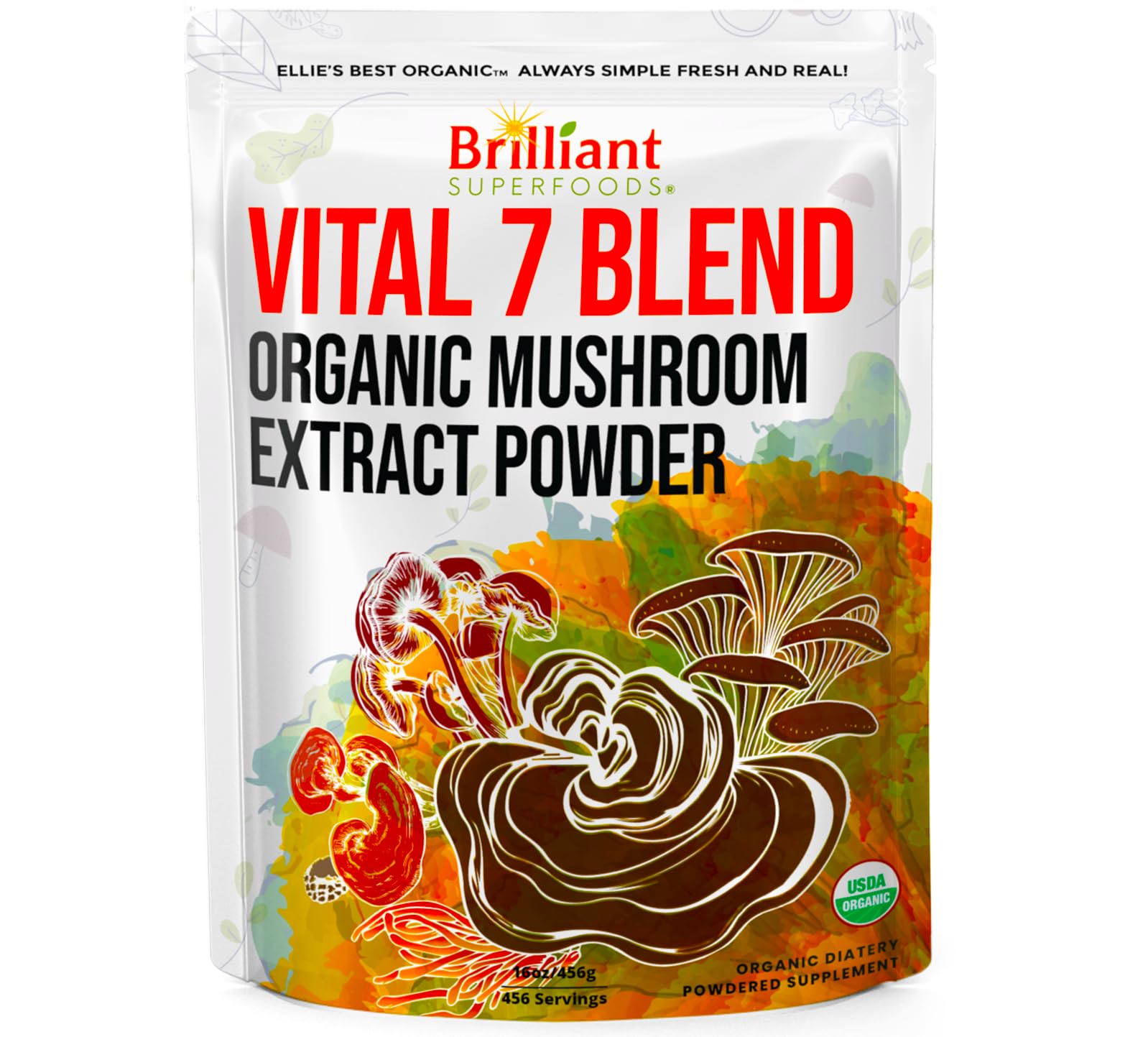 Ellie's Best 7 Mushroom Extract Blend bottle front view
