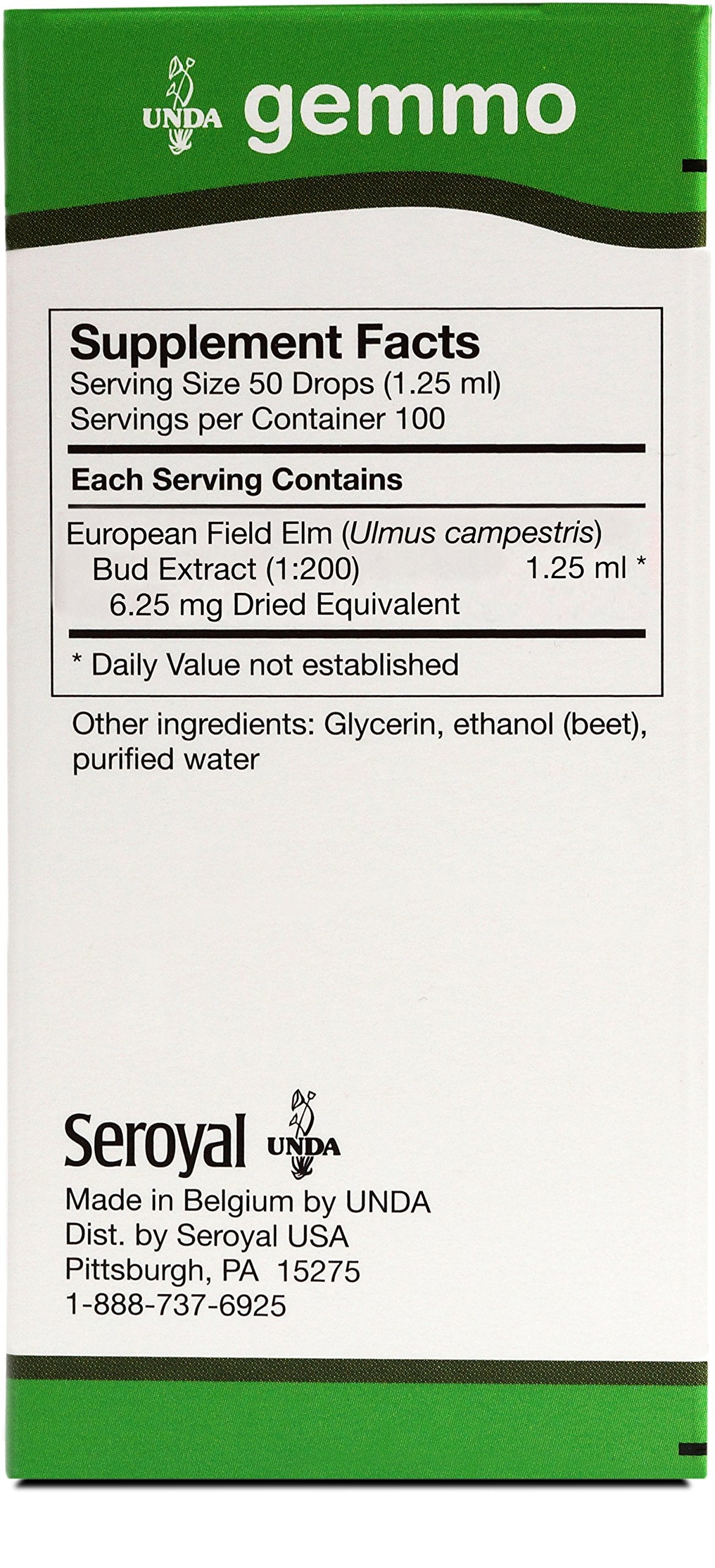 Elm bud extract gemmotherapy label on bottle