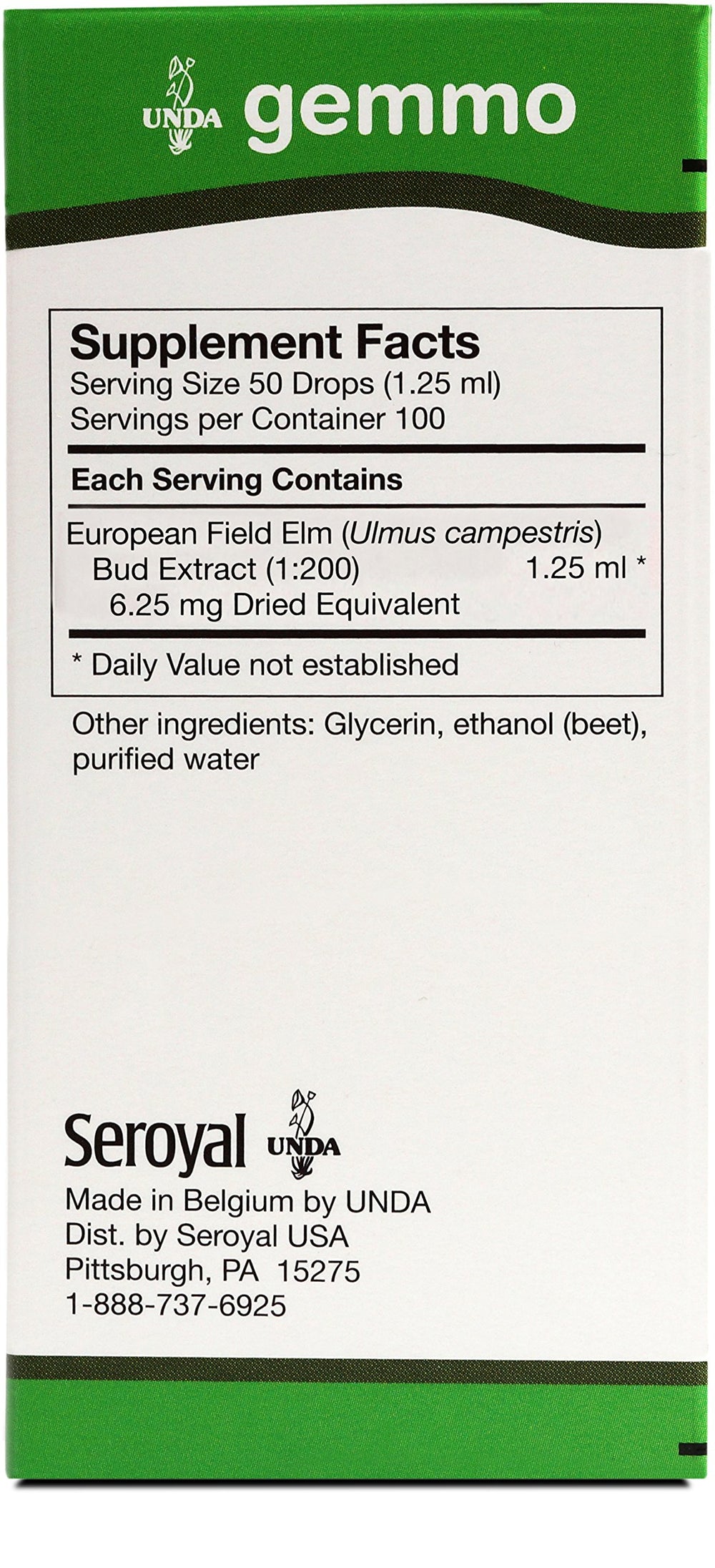 Elm bud extract gemmotherapy label on bottle