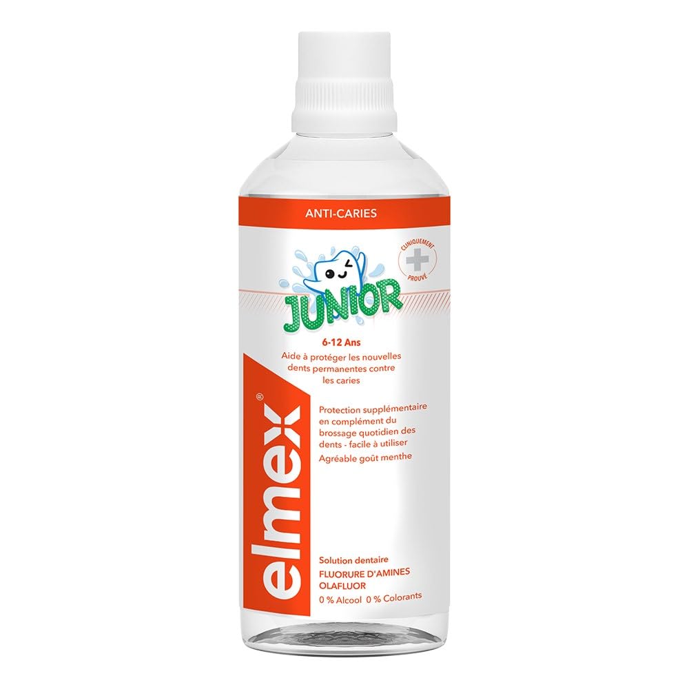ELMEX Junior 6-12 Years Alcohol-Free Dental Solution bottle and packaging