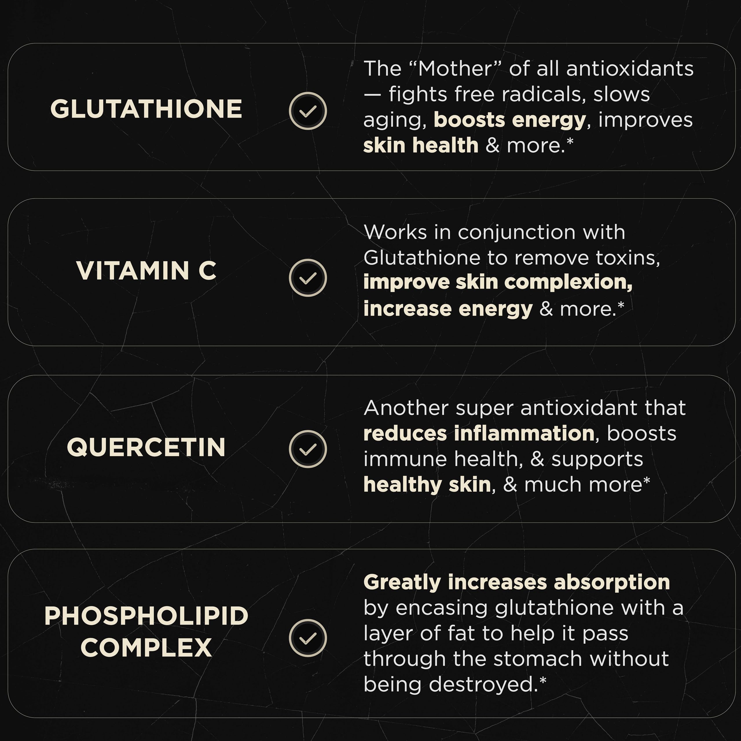 Product feature highlights for dosage and triple-action formula