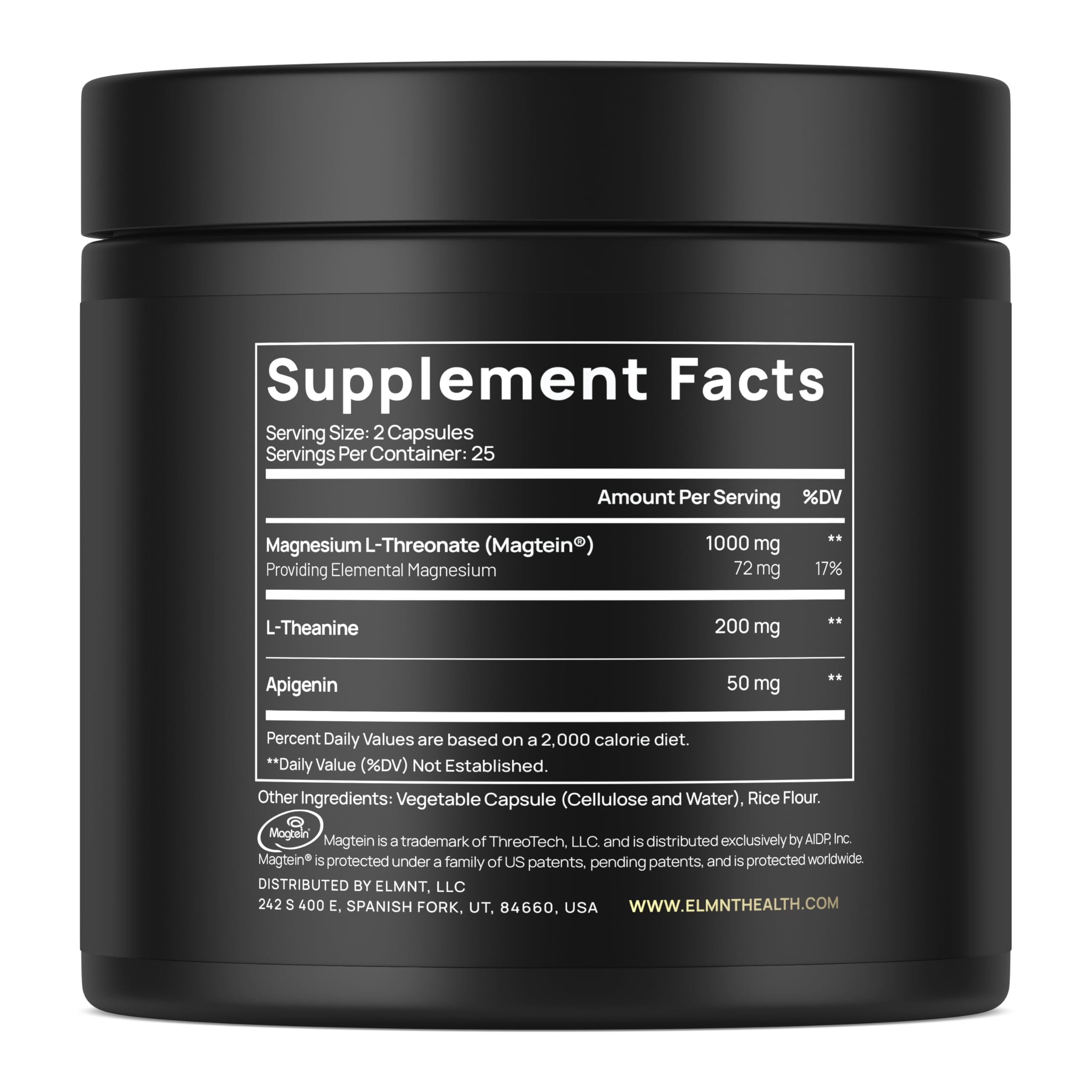 Illustration of Magtein Magnesium L-Threonate, L-Theanine and Apigenin ingredients