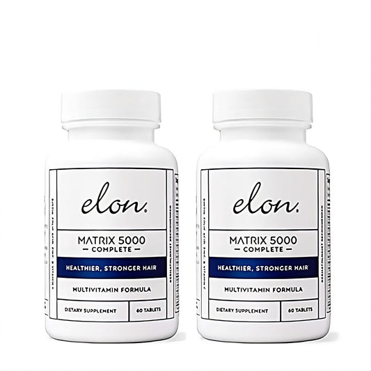 Elon Matrix 5000 Multivitamin bottle label with Biotin 5000mcg
