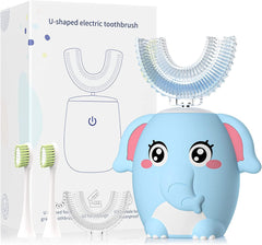 ELOTAME Kids Electric U Shaped Toothbrush blue with 360 degree silicone head