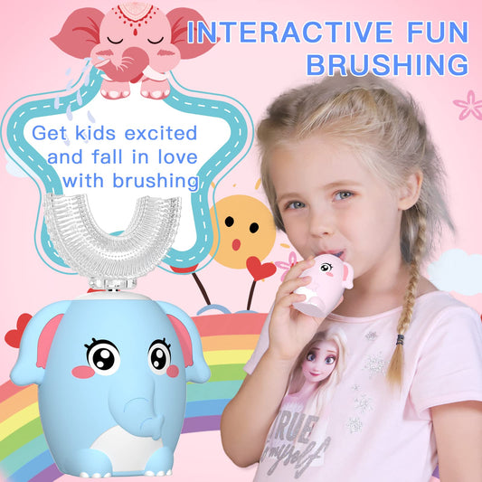 Close up of U shaped silicone brush head for kids