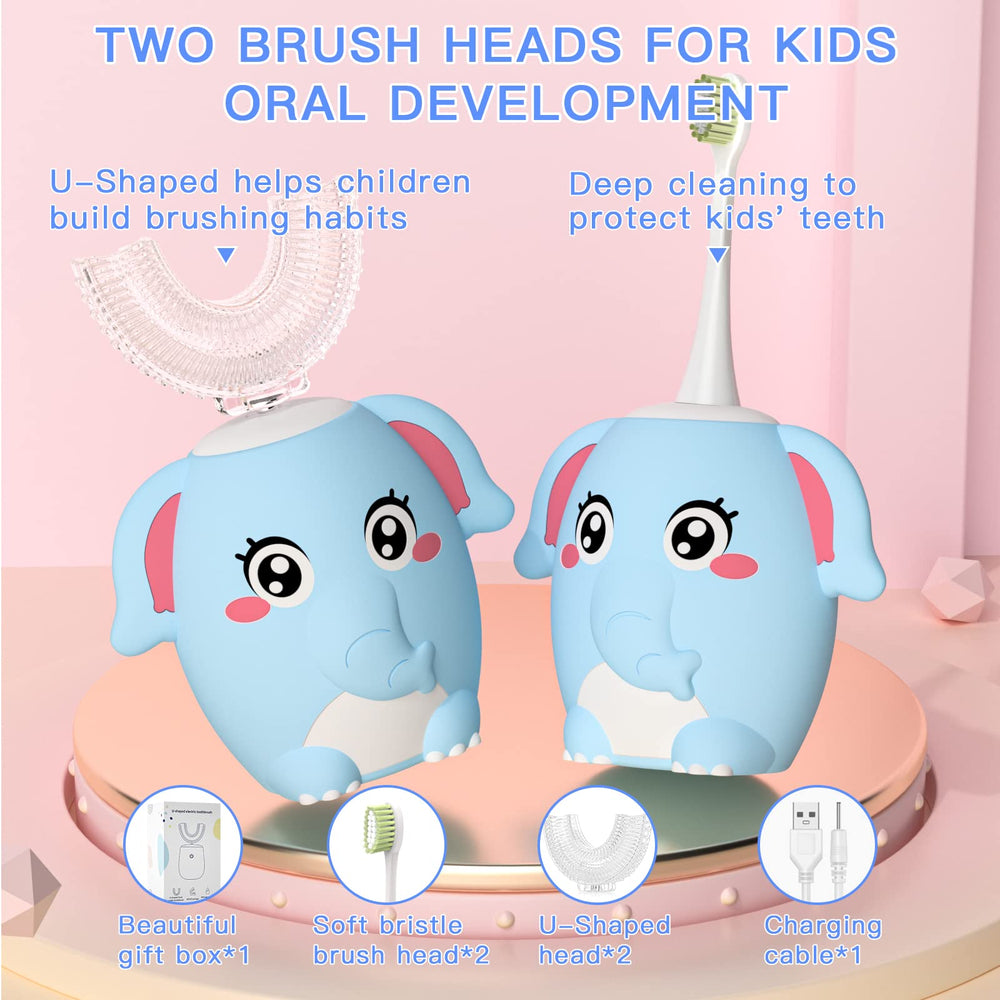 Four brush heads included for kids