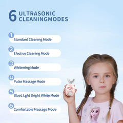 Close-up of soft silicone U-shaped brush head for kids