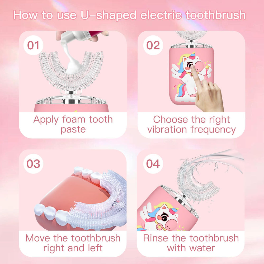 45-second brushing timer on the U-shaped toothbrush
