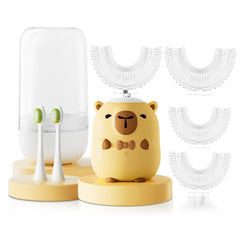 ELOTAME Capybara-themed kids U-shaped electric toothbrush front view