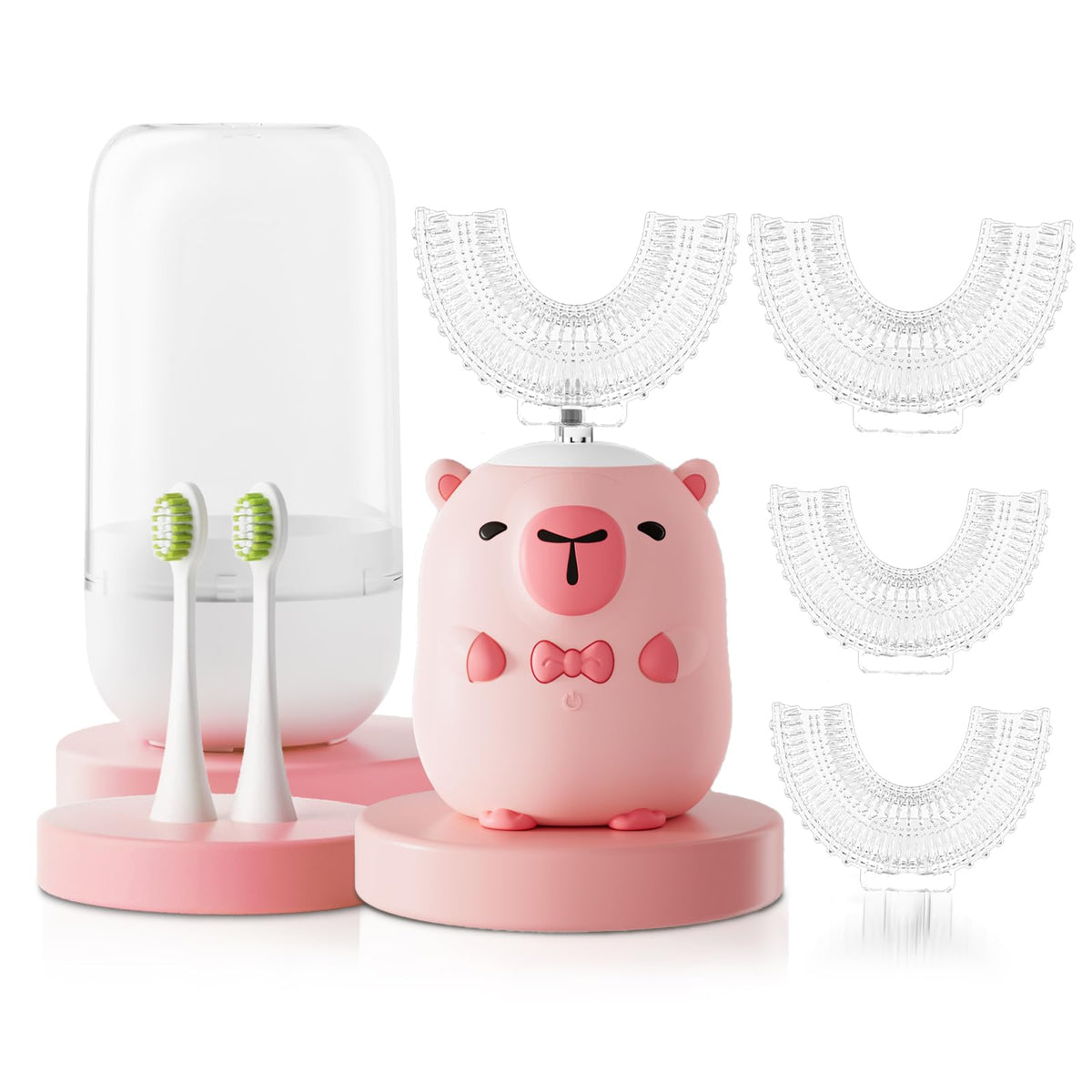 ELOTAME Kids Electric Toothbrush U Shaped Capybara Pink front view