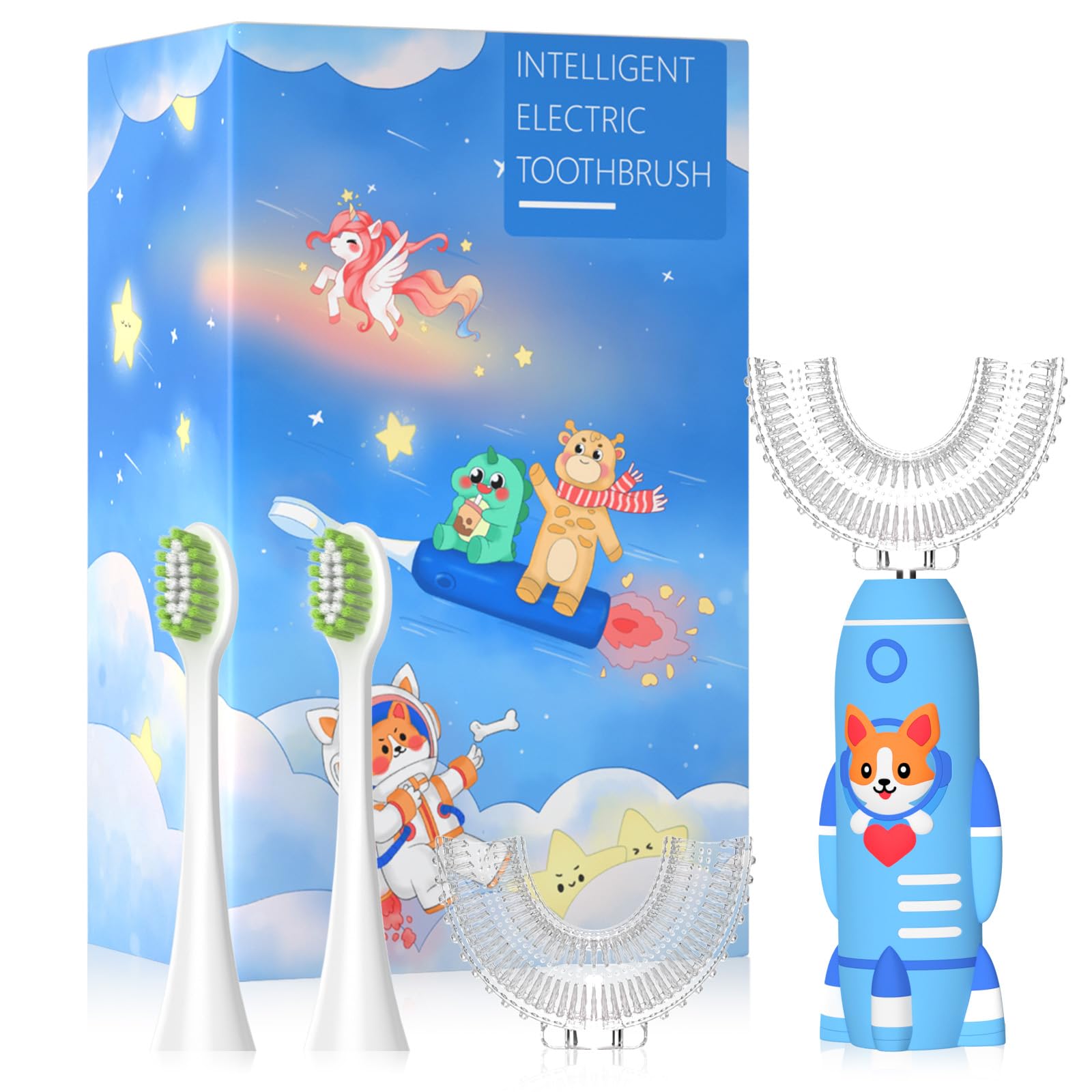 ELOTAME Kids U-Shaped Electric Toothbrush rocket design for kids