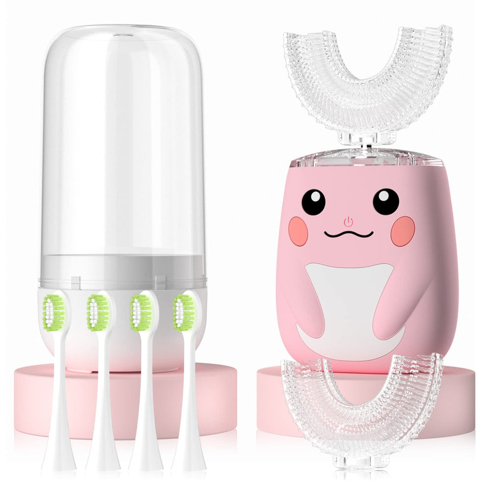 ELOTAME Kids U-Shaped Electric Toothbrush Pink – front view