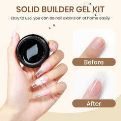Elova Builder Gel UV lamp cured use showing quick setting and strong hold