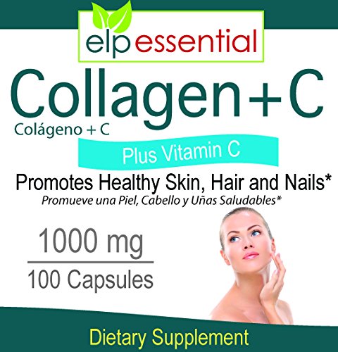 Close-up of collagen capsules and Vitamin C tablets