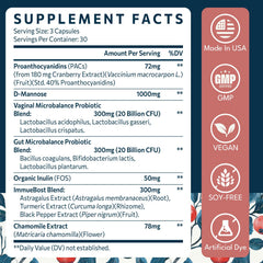 Nutrition facts and dosage information on bottle label