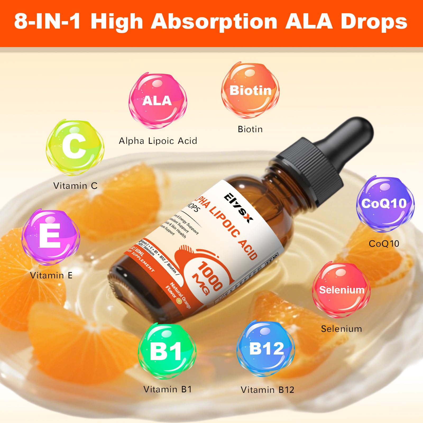 Ingredients: alpha lipoic acid, CoQ10, biotin, B vitamins