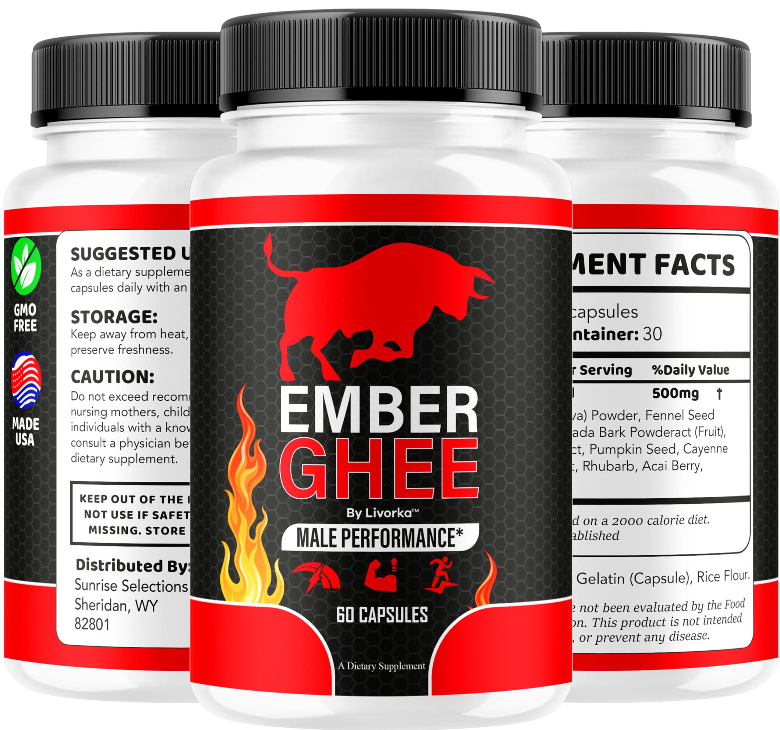Ember Ghee pills for men product on white background